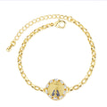 Fashion Pop Men's Women Religious Bracelet Jewelry 18K Gold Plated Zircon Bracelet Virgin Mary Religious Jewelry