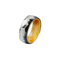 POYA 8mm Oliver Wood Liner Silver Stainless Steel Classic Style Ring Featuring Black Wolf Tree for Wedding Anniversary & Gift