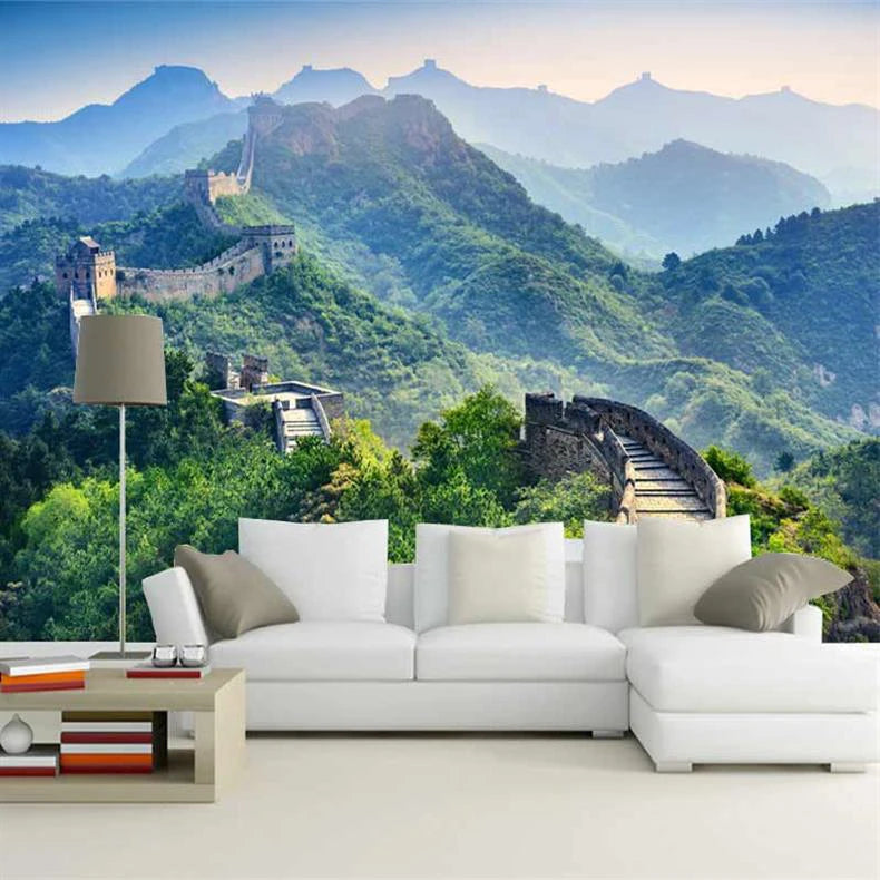 European Town and Beach Scenery Living Room TV Background Wall Mural Wallpaper 3D