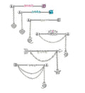 Gaby New 14G 316L Surgical Steel Jewelry Set Moon Industrial Barbell Helix Earring Piercing Stainless Steel Face Piercing Dangle
