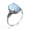 Edwardian Filigree 925 Sterling Silver Rings Jewelry 6ct Opal Silver Custom Vintage Gift Designs Women's Gemstone Rings Flower
