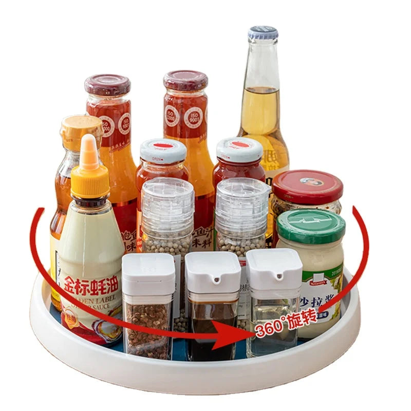 360 Rotating Plastic Storage Rack Organizer for Spices and Condiments in Kitchen