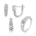Elegant 925 Sterling Silver Wedding Jewelry Set for Women Rhodium Plated with Diamond and Zircon Gold Plated English Lock