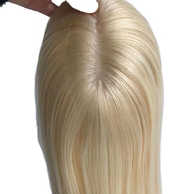 Wholesale Popular Indian Hair Remy Straight Silk Base Closure 3*5 Inch Realistic Hair Topper with 130% Density for Women