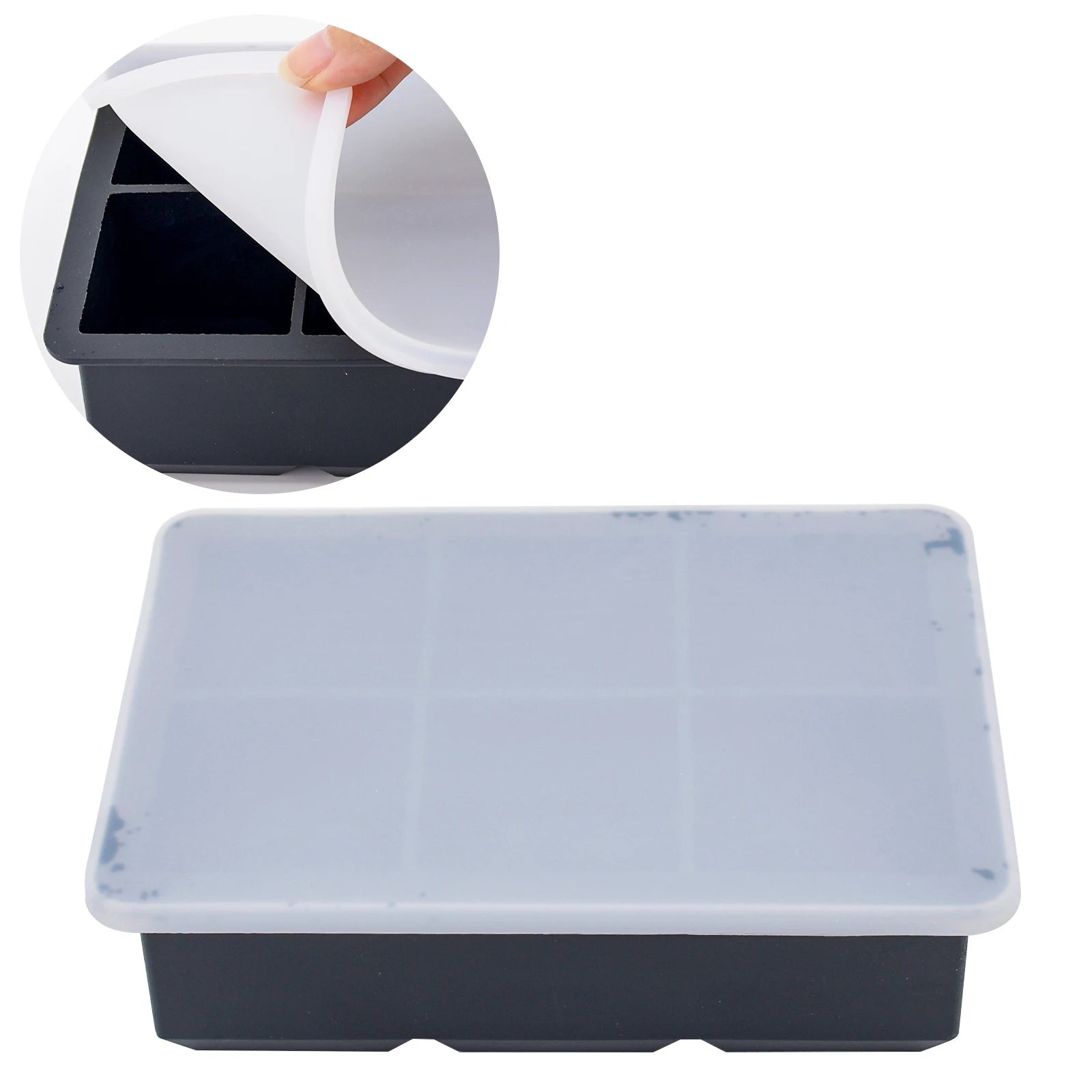 2025 Custom 6 Cavities Square Silicone Ice Cooling Tray Reusable Whiskey Bar Using Freezer Mold Ice Cube Maker Silicone
