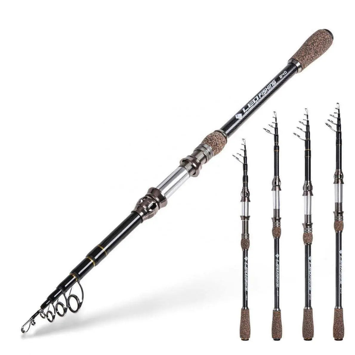 1.8M-2.7M 5.9Ft-8.53Ft Carbon Fiber Spinning Fishing Rod Hard Power Telescopic Lure Fishing Rod for Sea