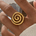 Fashion Jewelry 18k Gold Plated Stainless Steel O Ring Tungsten Exaggerated Dainty Finger Ring for Women Twisted Ring Gifts