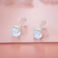 S925 Sterling Silver Classic Jewelry Rhodium Opal Turquoise Moonstone Simple Small Stud Earrings for Anniversaries Parties Gifts