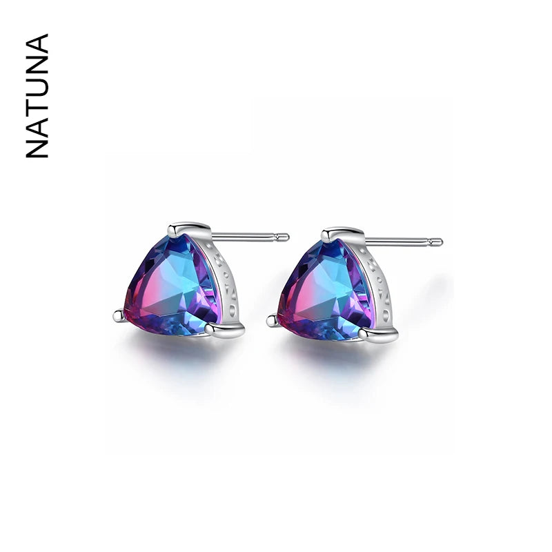 Best Quality Tourmaline Earrings 925 Silver Ear Studs Colorful Treasure Earrings Jewelry Fashion Pendientes JoyerIa