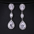 SLBRIDAL Trendy Bijoux Anti-allergic Girl Fashion Cubic Zircon Earring WaterDrop CZ Earring Women Dangle Bridal Wedding Earring MegaBDM