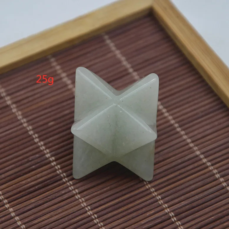 2026 Polished Crystal Crafts Lot 17pcs Green aventuri Multi-Color Carved Gemstone 1 inch Merkaba Star Healing Sacred Geometry Chakra Stone Crafts