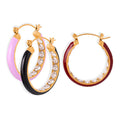 Hot Selling Fashion Trend Stainless Steel Glazed Gold Plated Czech Diamond Earrings for Women