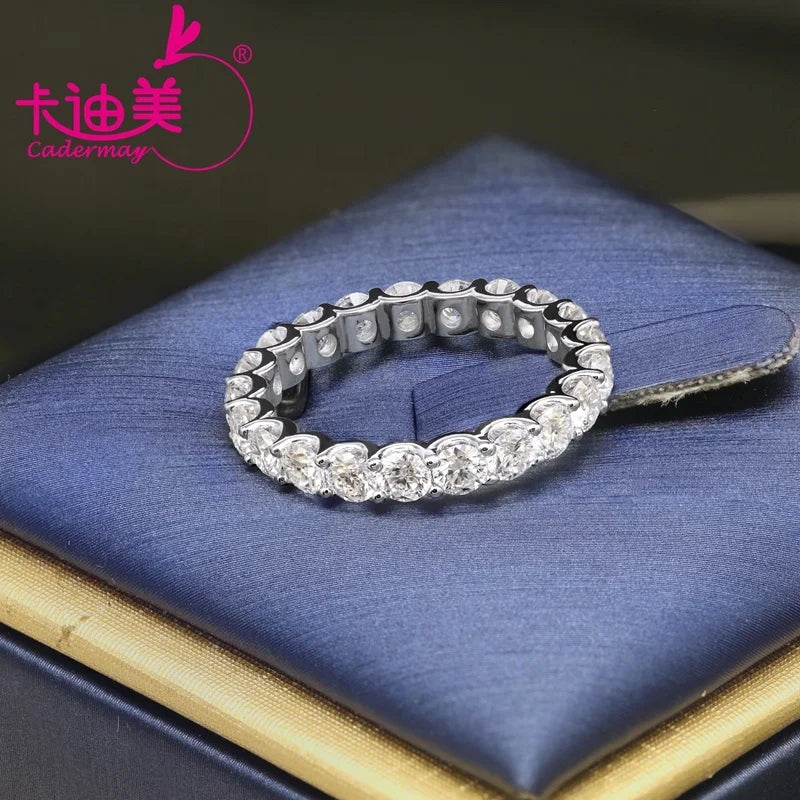 Cadermay Excellent Moissanite Eternity Band Rings 925 Sterling Silver Engagement Rings for Women's
