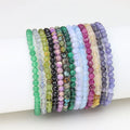 4mm Tiny Round Faceted Bead Crystal Bracelet Small Mini Durable Stretch Elastic Cord Gem Stone Bracelets