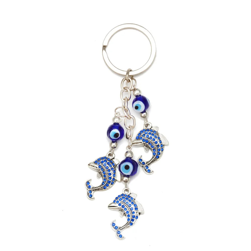 Nazar Turkish Blue Evil Eye Evil Eye Dolphin Tree Car Bag Keychain Pendant
