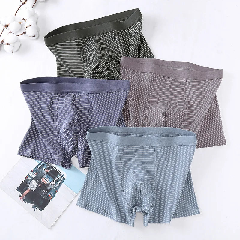Min Quantity High Quality Breathable Striped Boxer Shorts Youth Cotton Custom-made Men's Underwear Boxers