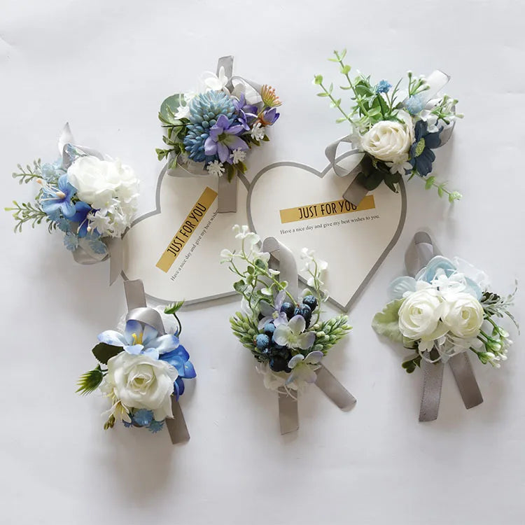 Wedding Wrist Corsage Flower for Men Women Rose Flower Wedding Bridesmaid Bracelet Party Prom Artificial Wrist Corsages Flowers