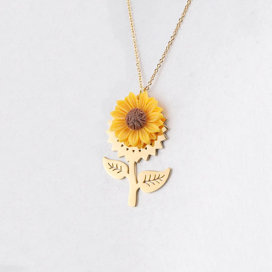 New Design Necklaces Charm Sunflower Pendant Chain Jewelry for Women Simple Princess Girl Necklace