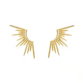 925 Sterling Silver Zircon Stud Earrings Rhodium/Gold Plated Luxury Sun Rays Design Trendy Unisex Fashion
