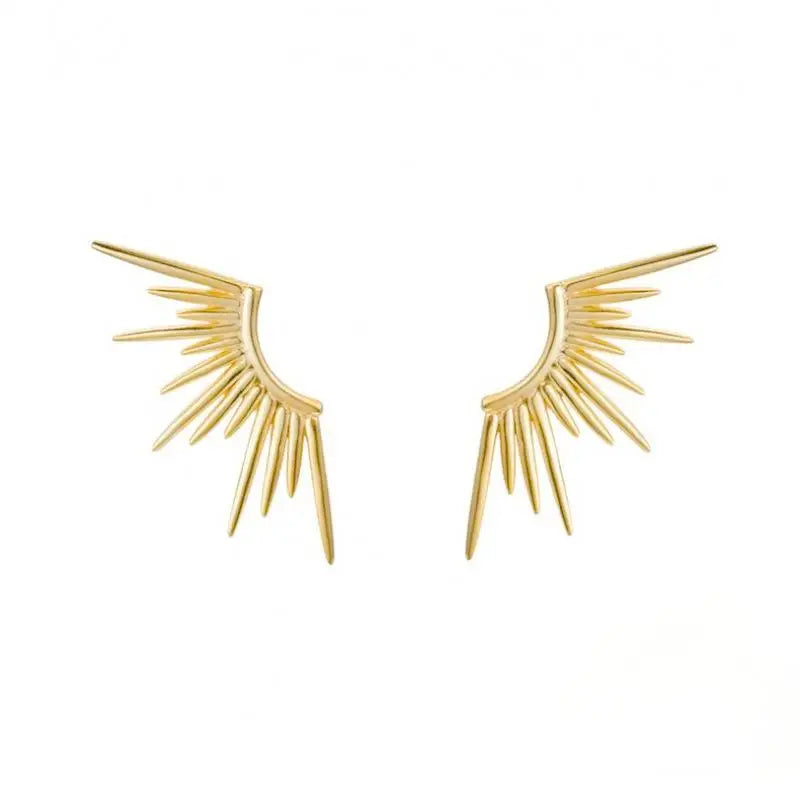 925 Sterling Silver Zircon Stud Earrings Rhodium/Gold Plated Luxury Sun Rays Design Trendy Unisex Fashion