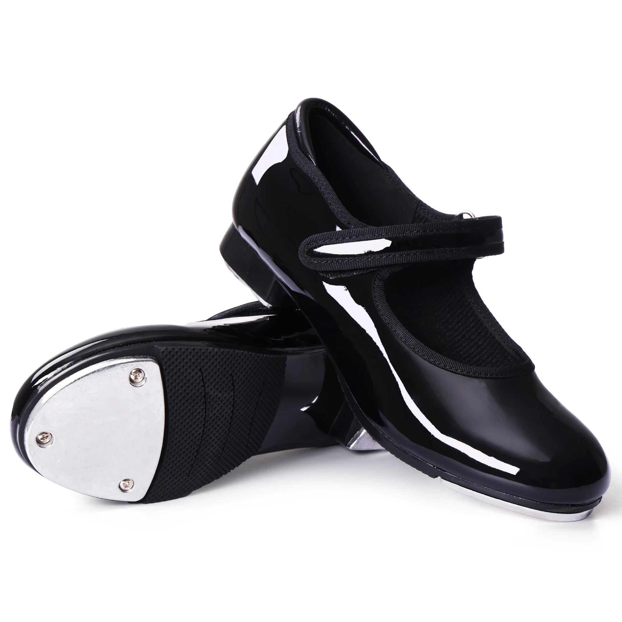 US Dynadans In-Stock Patent Leather Tap Dancing Shoes Easy Strap Tan for Women and Men PU Shiny Dance Shoes