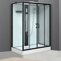 Double Sliding Doors Square Bathroom Steam Shower Cabin with Tempered Glass 5mm Thick Aluminium Frame Rectangle Tray