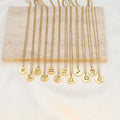 18k Gold Hollow Out Round Zodiac Necklace Stainless Steel Jewelry Charms Waterproof Horoscope Zodiac Sign Chain Necklace