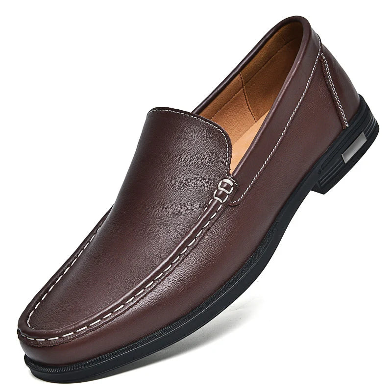 Men's Comfortable Walking Shoes Made of Genuine Leather One Foot Loafers New Trendy Designer Mo Hot Selling Driving Shoes