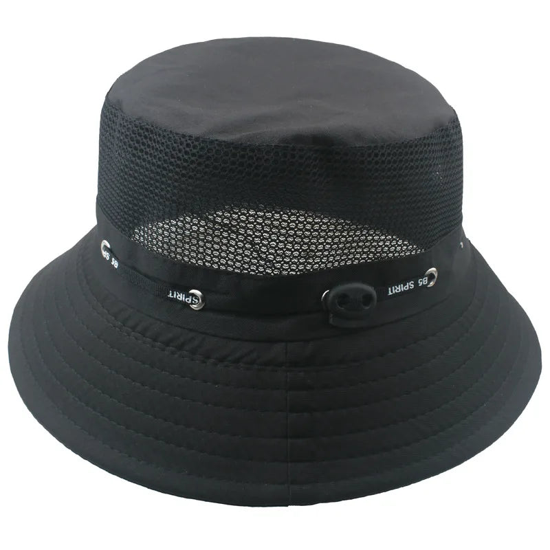 Men's Summer 100% Polyester Fishing Bucket Hat Big Visor Printed Pattern Solid Color Cap for Outdoor Mountaineering Couples