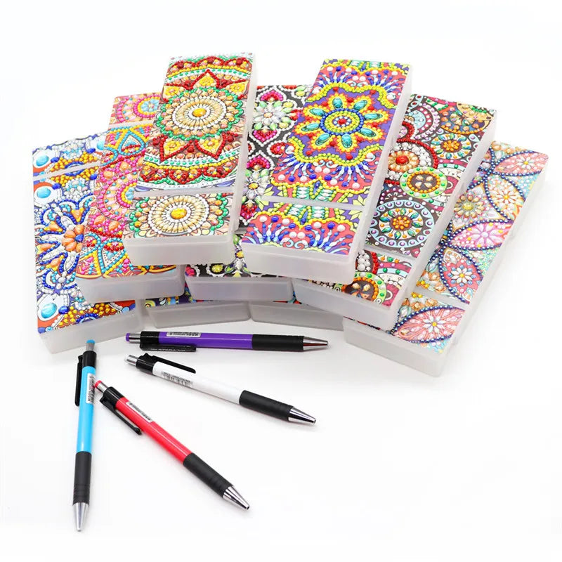 Cartoon Flower Art 5D Plastic Environment Friendly Special Shaped Drill Pencil Cases DIY Stationery Box Diamond Painting