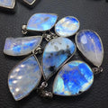 Natural Crystal Stone Pendant Teardrop Leaf Shaped Blue Moonlight Flashy Blue Moonstone Pendant