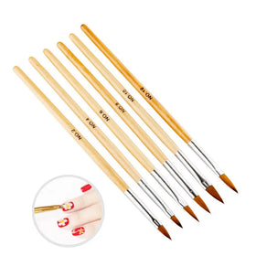 Gel Polish Decoration Carving Nail Art Brush with Wooden Handle Nylon Hair Nail Art Drawing Painting Brush