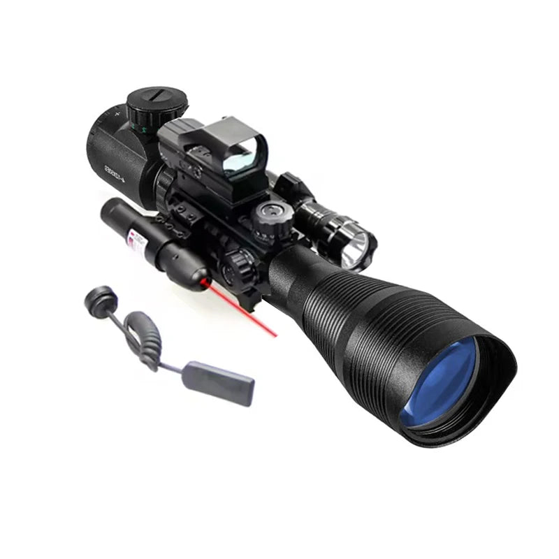 Optical Sights Scope Combo 4-12x50EG Dual Illuminated Scope + Sight 4 Reticle Red/Green Dot with 20mm Mount Hunting Accessories