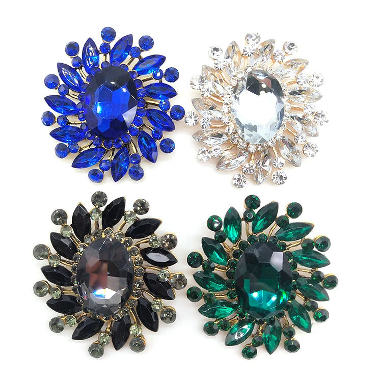 Western Style Fashion Retro Bauhinia Flower Alloy Colorful Glass Crystal Rhinestone Brooch for Women Suit Jewelry Accessories