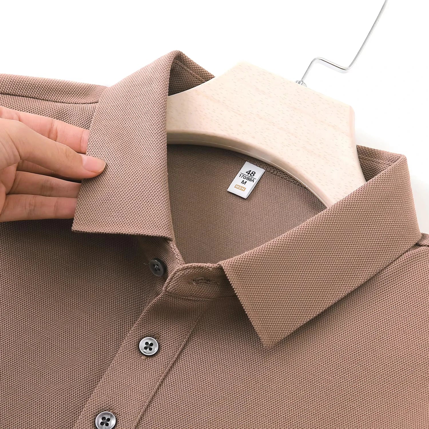 Hot Selling Men's Short Sleeve Hidden Button T-shirt High-grade Fabric Summer Gentleman Uniform Polo Shirt