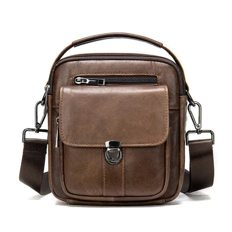 Luxury Tote Cross Genuine Leather Mobile Phone Side Chest Sling Crossbody Luggage Travel Shoulder Messenger Bag for Men Women's