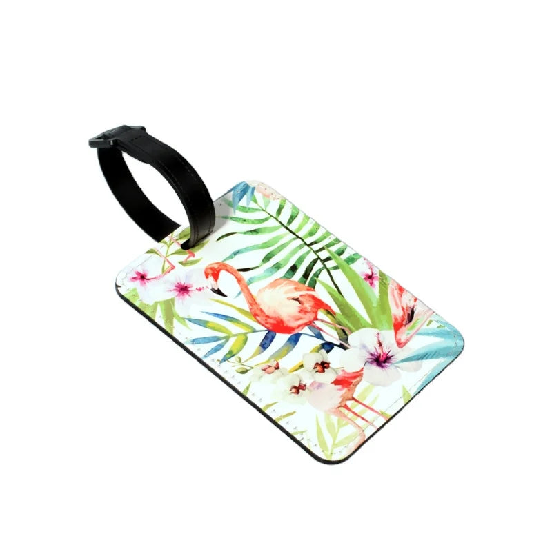 Qualisub Personalized Rectangle PU Sublimation Luggage Tag Double Sides Printable PU Luggage Tags Sublimation Blank