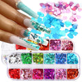 Paso Sico High 3D Plastic Holographic Nail Glitter Heart Sequin 12 Blanks Mixed Colors DIY Butterfly Laser Nail Sequins Nail Art