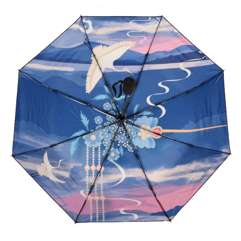 Wind Proof Umbrella Digital Printing Umbrella Custom Print Folding Umbrella 3 Folding