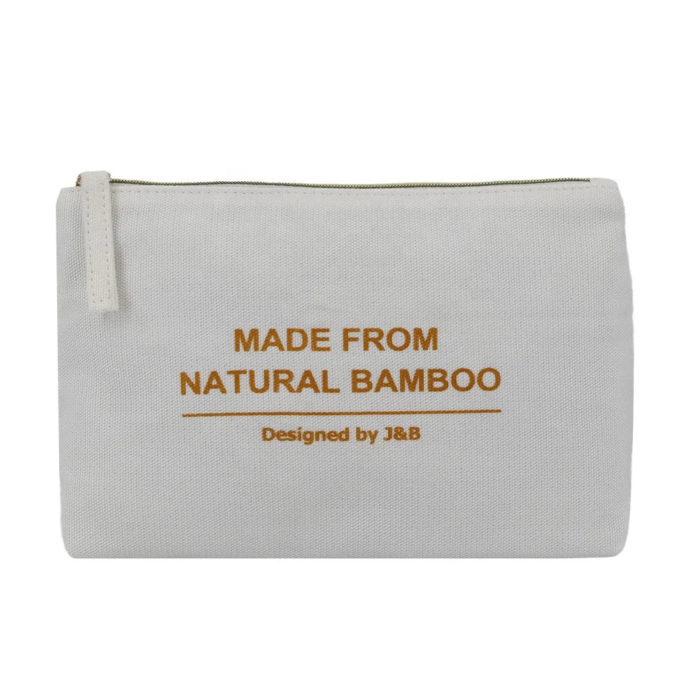 100% Natural Bamboo Fiber Eco-friendly Biodegradability Material Cosmetic Bag Snacks Storage Pouch Toiletry Wash Bag for Packing