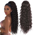 AliLeader 22" Water Wave Drawstring Ponytail Synthetic Hair Long High Temperature Fiber Afro Curly Ponytail Extension