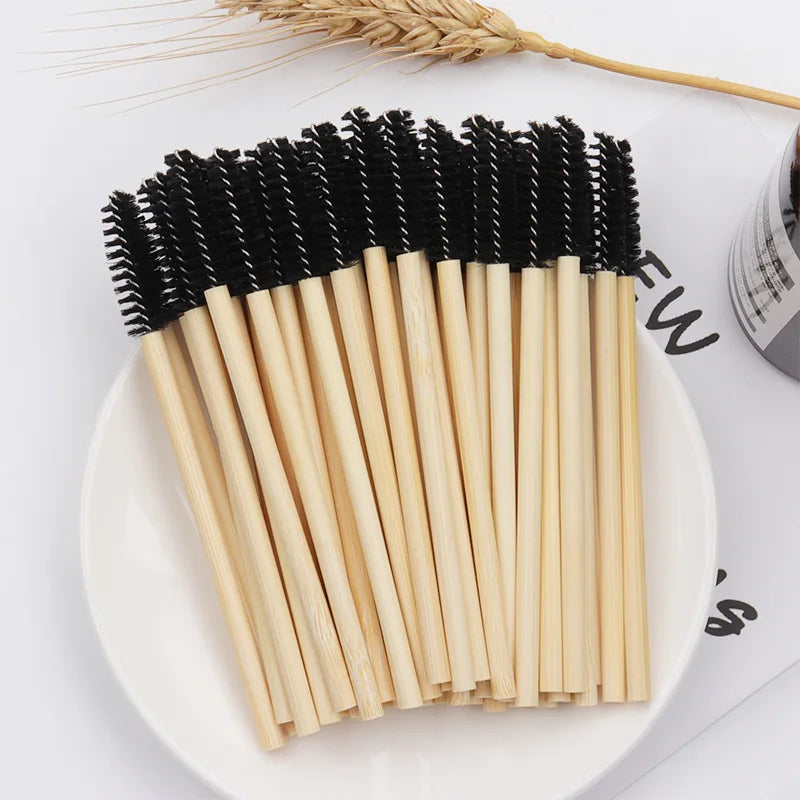 Makeup Mascara Disposable Bamboo Rod Lash Extension Wand Tools Nylon Eyelash Brush Eyebrow Brush Mini Makeup Brush