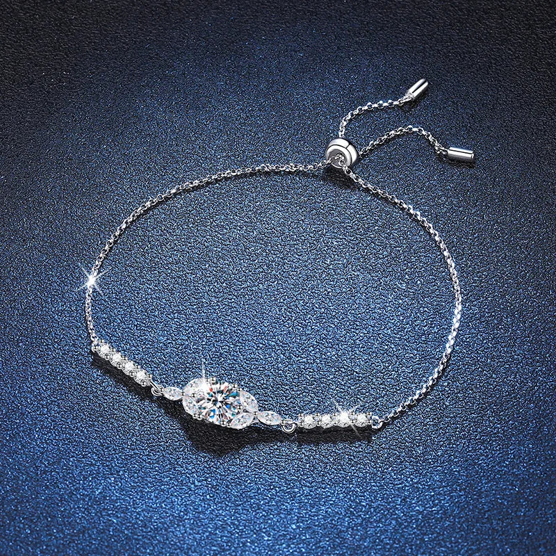 Silver 925 Original 1 Carat  Excellent Cut Diamond Test Passed D Color Moissanite Chain Women Bracelet with GRA Certificate