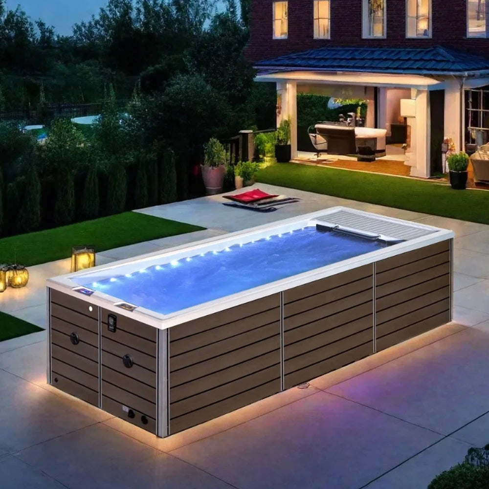 Sunrans Large Above Ground Outdoor Hydro Relax Swim Spa Balboa Swimming Pool Spa Endless Pool with Propeller