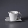 Wholesale Customized Logo Special Shaped White Ceramic Coffee Cup and Saucer Sets Bone China Eco-Friendly FINE-V Brand