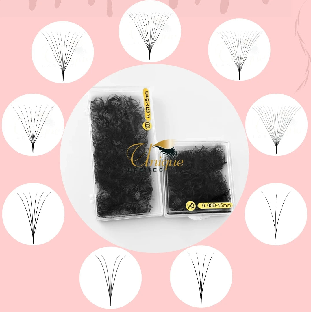 500 Fans 1000 Fans Pointy Base  6D 7D 8D 9D 10D 12D 14D 16D 20D 0.07 0.05 C D Curl Loose Premade Fans Lashes Extensions Promades
