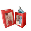 Ready to Ship Red Pink White Custom Clear Window Flower Thank You Jewelry Gift Carrier Shopping Packaging Paper Bag