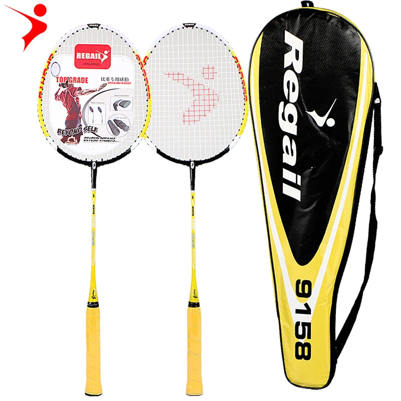 REGAIL 9158 Trained Premium Quality Set of Badminton Rackets Pair of 2 Rackets Lightweight & Sturdy for Professional & Beginner