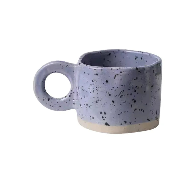 Japanese Personality Creative Ceramic Mug Nordic Retro Morandi Sesame Dot Coffee Cup