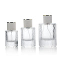 30ml 50ml 100ml Thick Glass Vertical Strip Embossed Perfume Bottle Elegant Cylindrical Perfume Spray Bottle With Crimp Pump